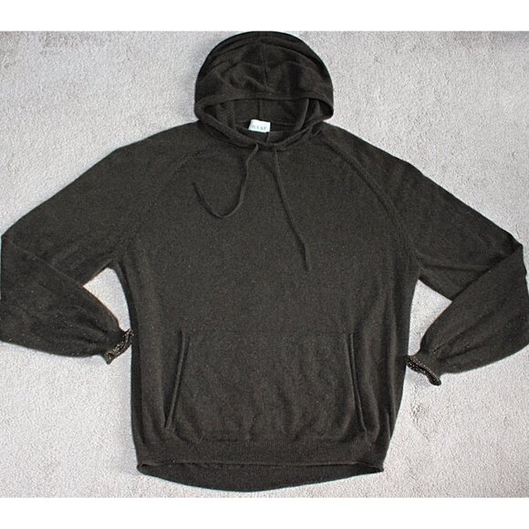 Wrap London - 100% Cashmere Hoodie with Metallic Accent, Forest Green - Picture 4 of 11